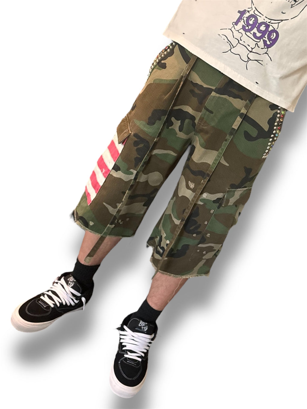 Americana Camo Pleated Rhinestone Shorts