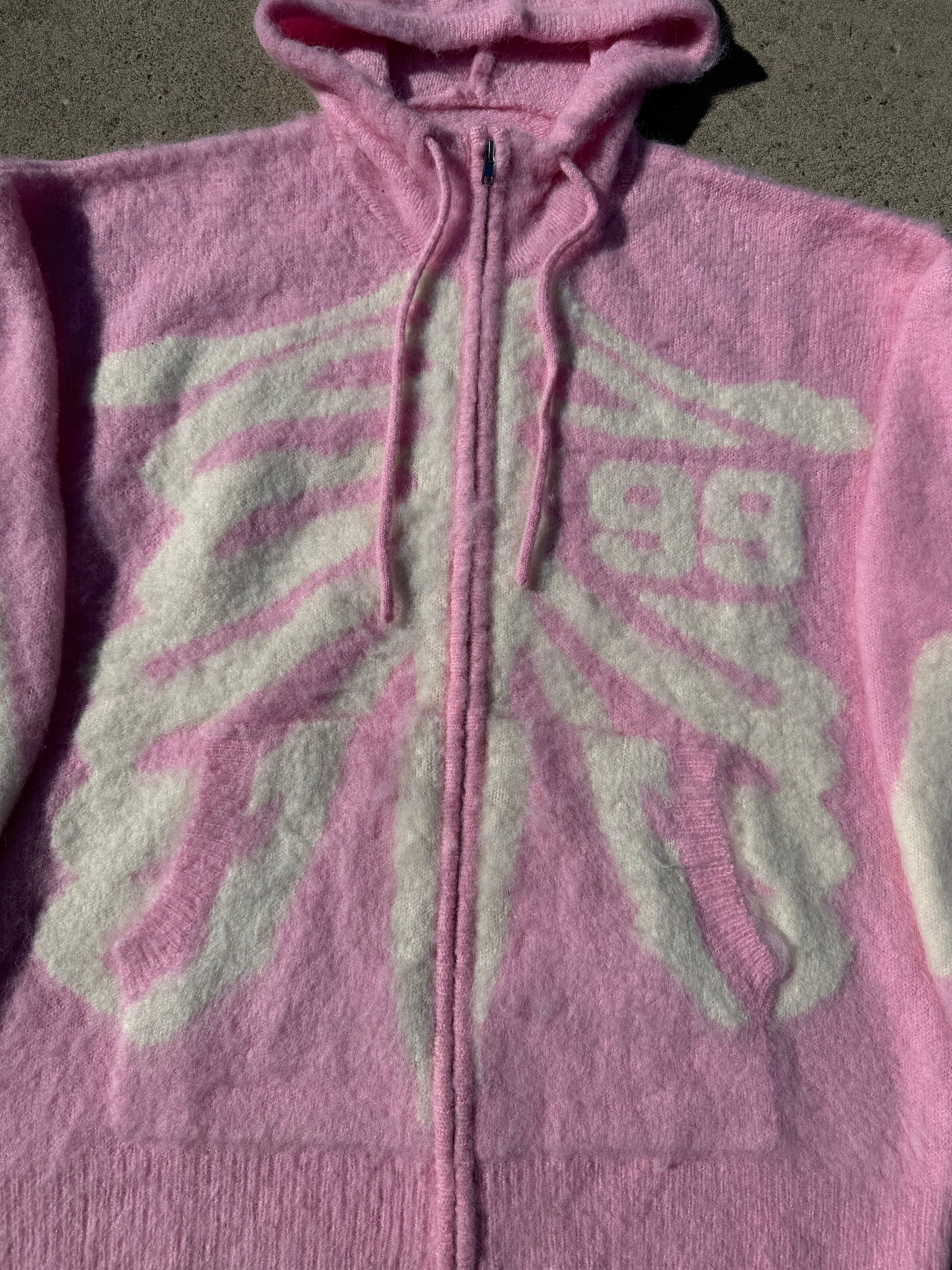 Pink Skeleton Mohair Zip Up