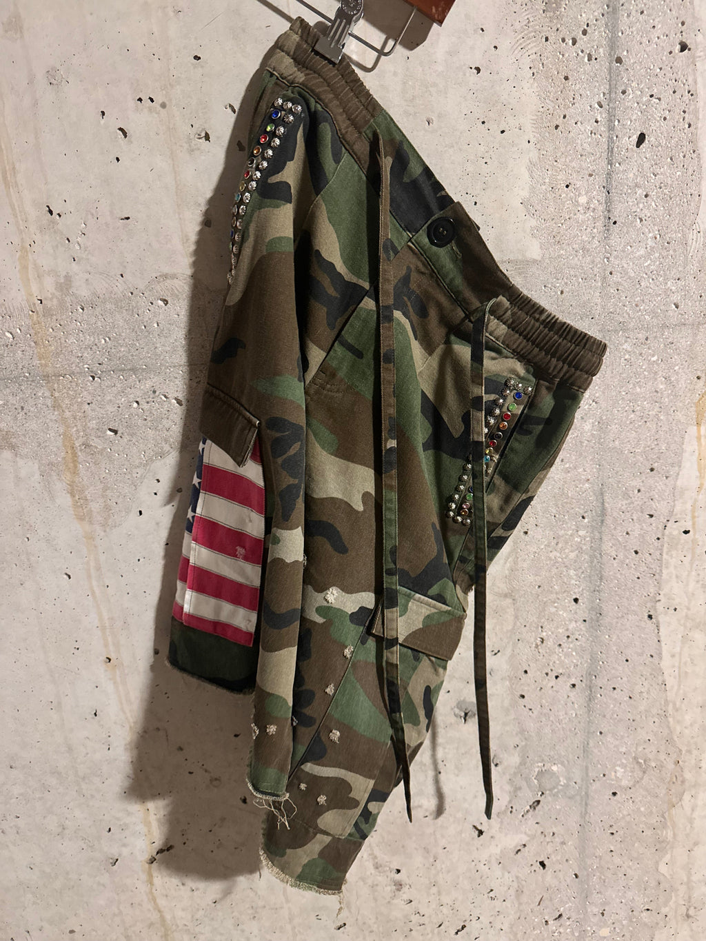 Americana Camo Pleated Rhinestone Shorts