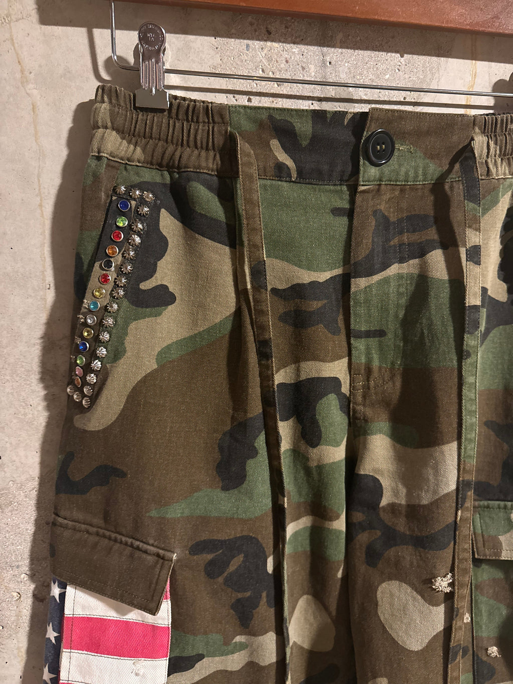 Americana Camo Pleated Rhinestone Shorts