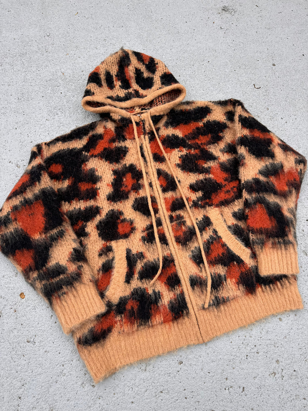 Cheetah Mohair Zip Up